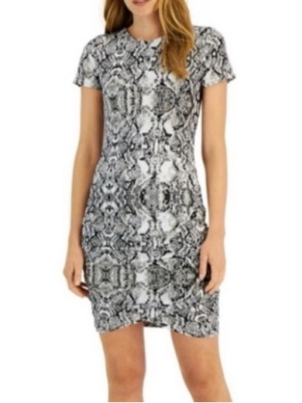 INC Snake Print Ruched Mini Dress